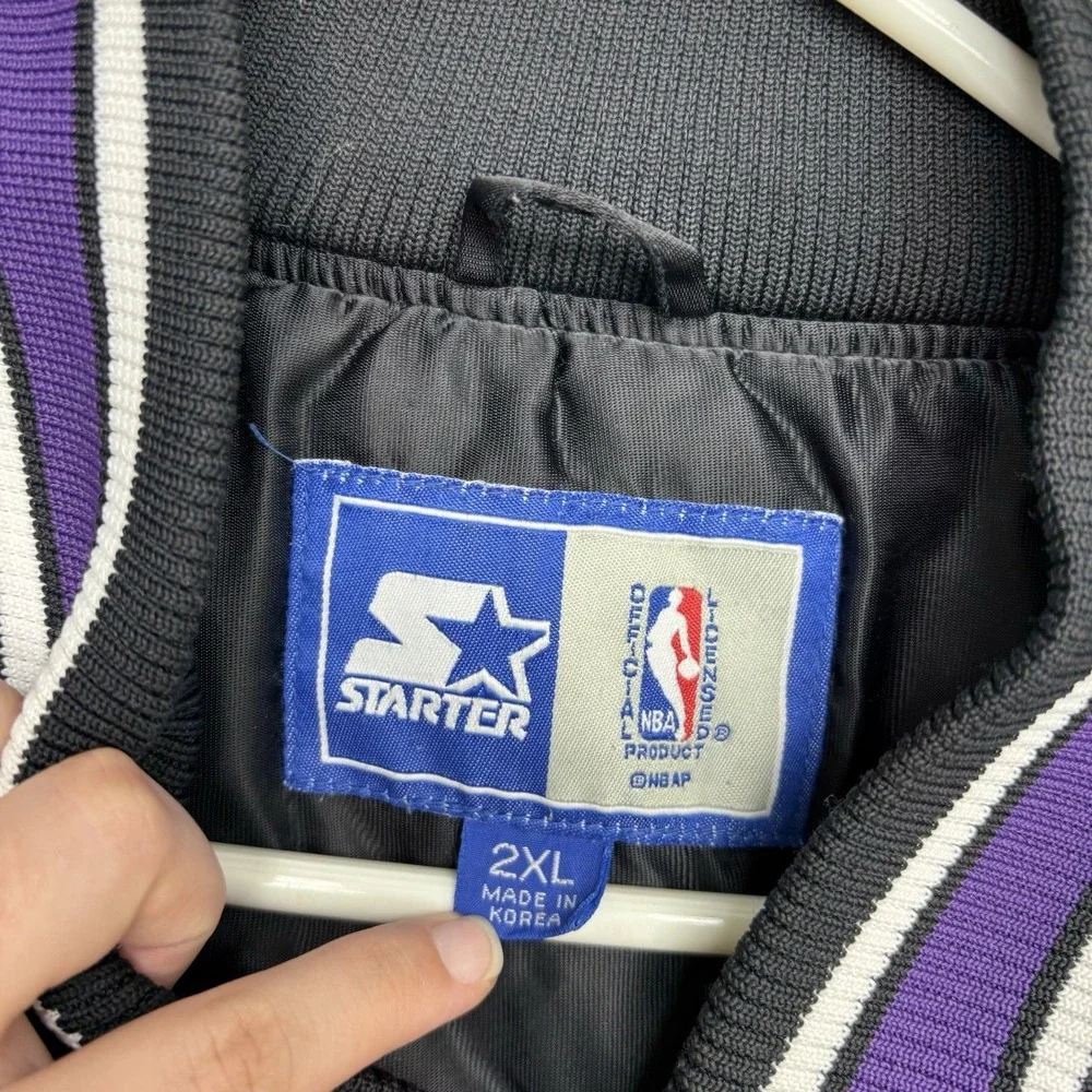 Vintage Los Angeles Lakers Starter Jacket Mens 2XL XXL Black Satin Snap Varsity